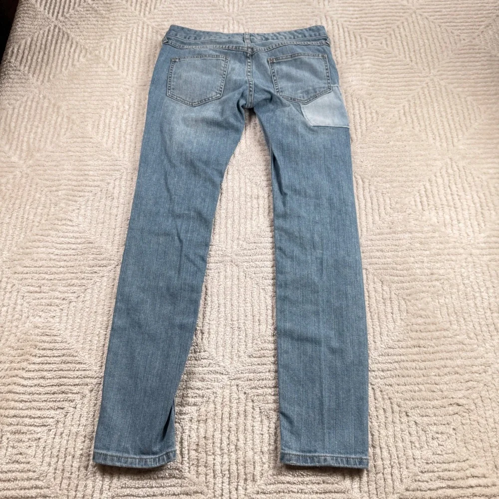 Free People Patchwork Skinny Jeans Womens 27 Blue Festival Distressed Boho Indie